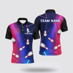 Navy Bowling For Men Custom Name Bowling Mens 3D Bowling Team Polo Shirt