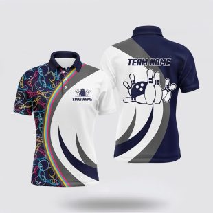 Navy Bowling Men Custom Bowling For Men Bowling For Team Bowling Gift Polo Shirt