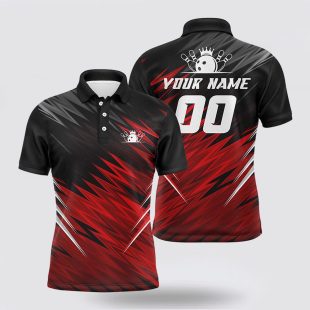 Red And Black Men Custom Bowling Team Bowling Bowlers Polo Shirt