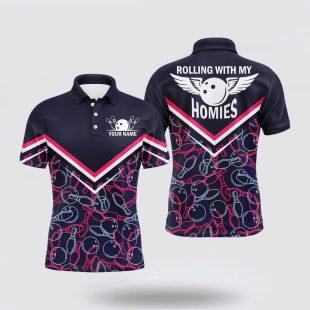 Rolling With My Homies Bowling Bowling Pattern Polo Shirt