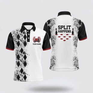 Split Happens Bowling League Bowling With Name Men Polo Shirt