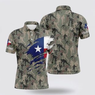 Texas Flag Bowling Camo Bowling Team League Custom Patriot Bowling Polo Shirt