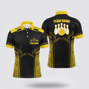 Yellow Bowling For Men Custom Bowling With Name Bowling Team For Men Polo Shirt